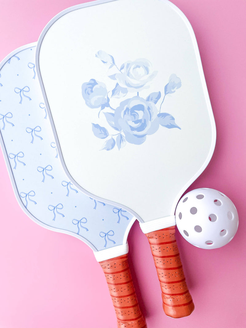 Coquette Blue Bow Floral Pickleball Paddle 