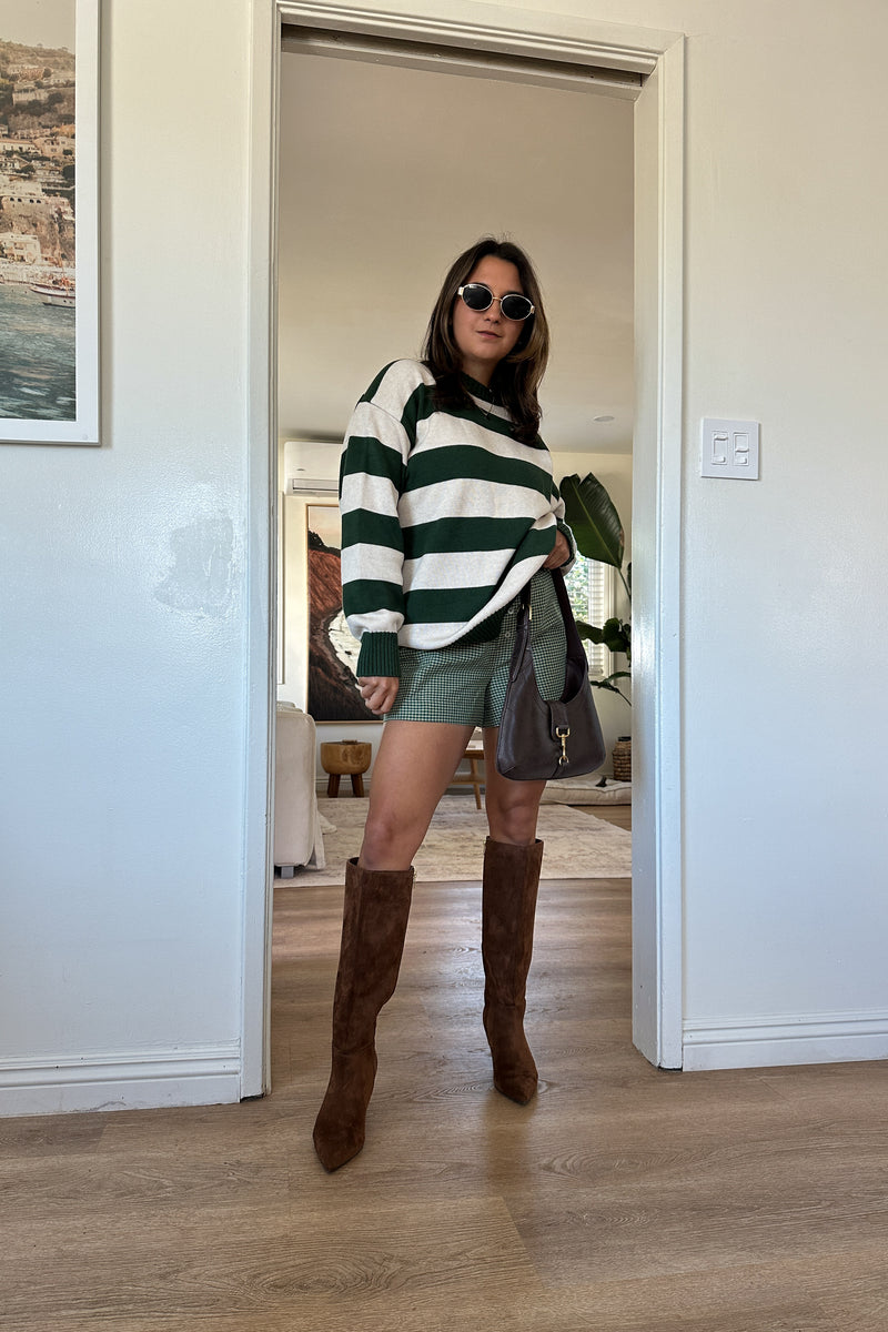 The Gretchen Stripe Sweater-Green