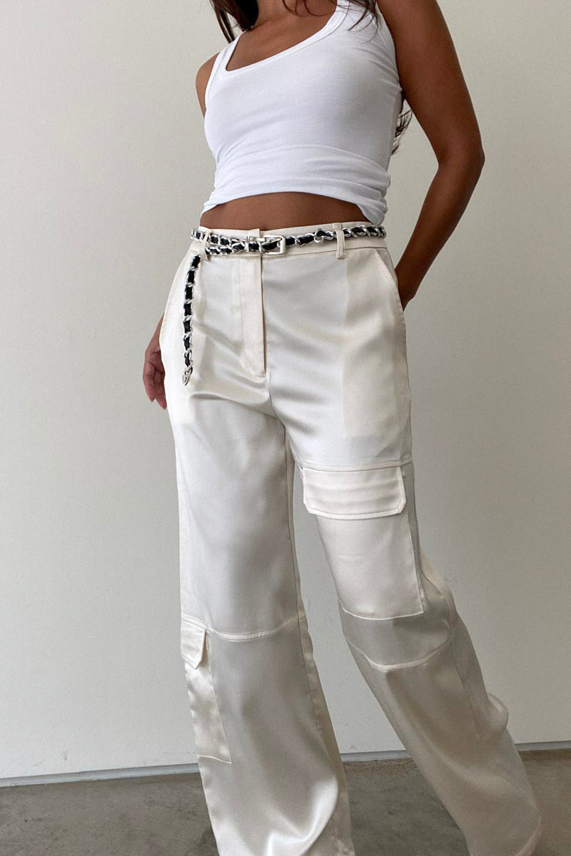 The Dream Silky Cargo Pant-Cream