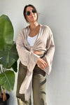 Stolen Hearts Tie Front Top-Taupe