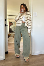 The Cargo Wide Leg-Washed Olive