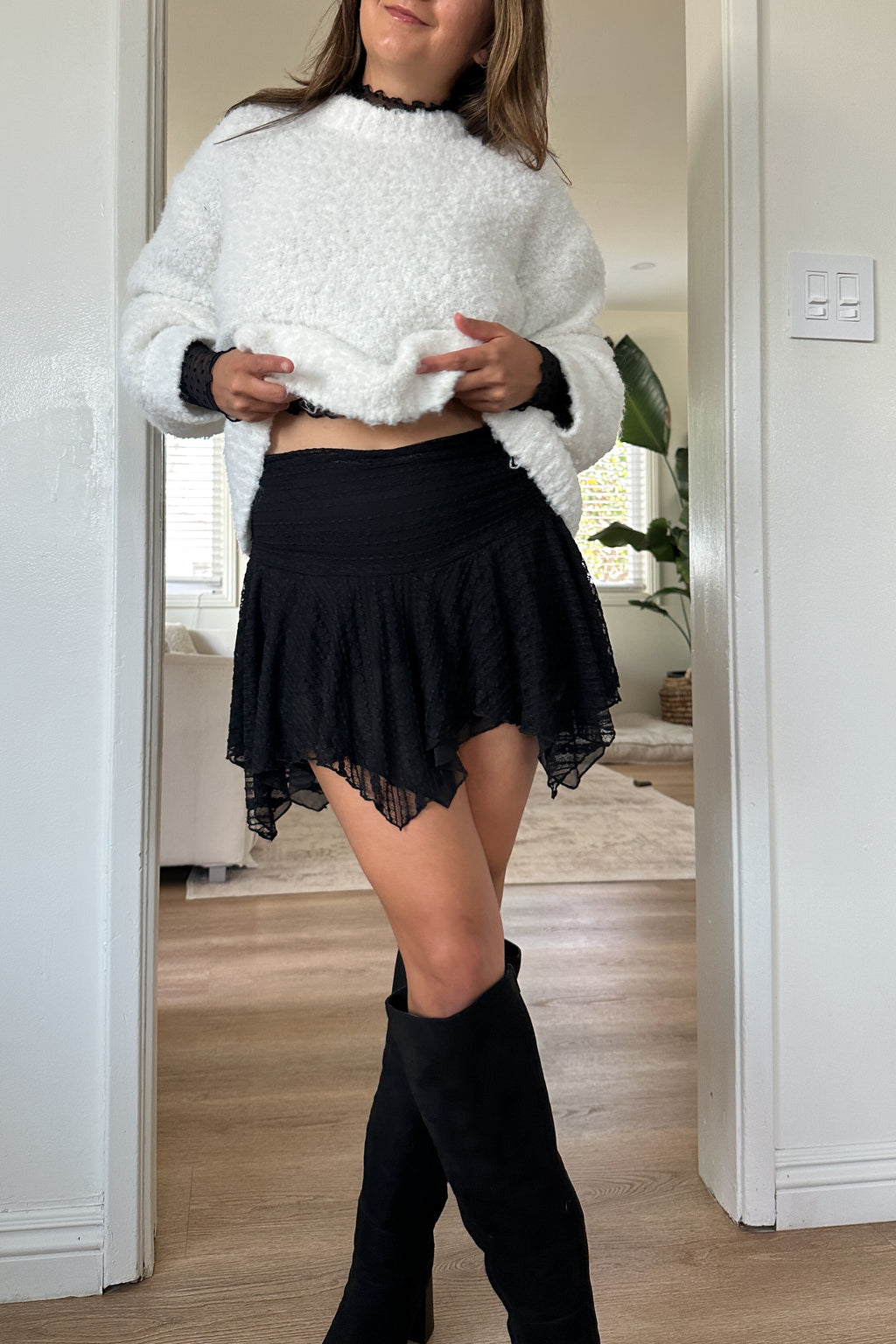 Up Til Midnight Lace Skirt-Black