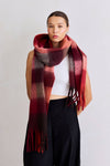 Burgundy Check Reykjavik Scarf-100% Recycled