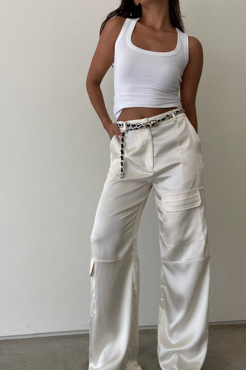 The Dream Silky Cargo Pant-Cream