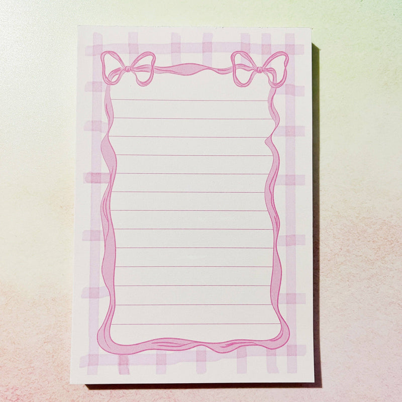 Pink Gingham Bow Notepad