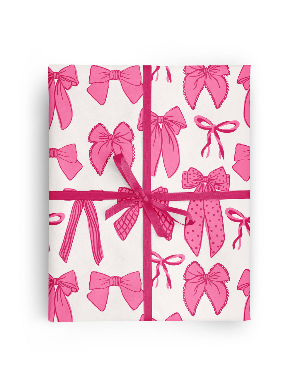 Pink + Red Bows Wrapping Paper Roll