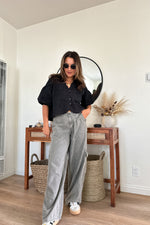 The Cargo Wide Leg-Charcoal