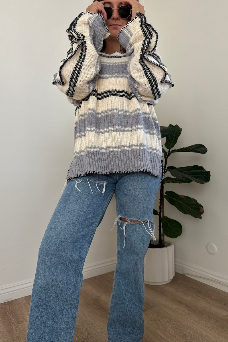 Autumn Girlie Sweater-Blue