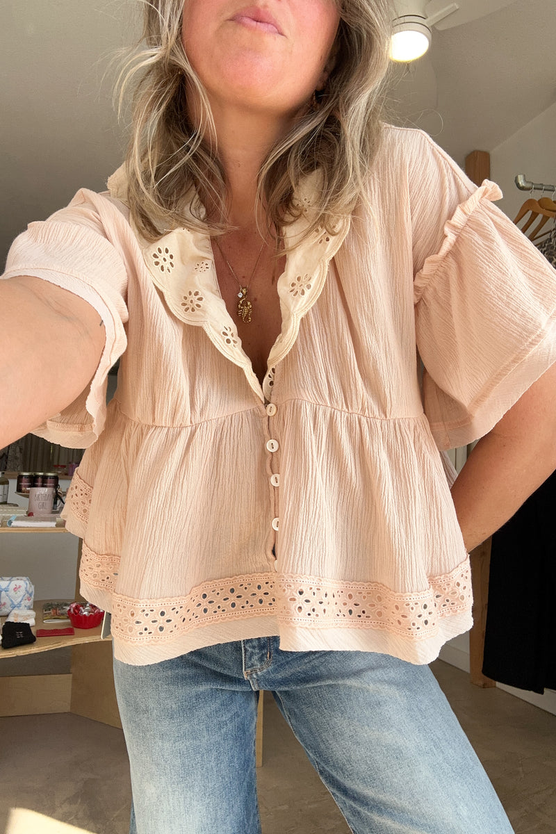 Unbothered Blouse-Pale Pink