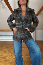 Plaid Notch Collar Coat