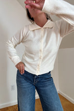 Collared Knit Sweater-Cream