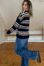 Styled Girlie Sweater-Navy Striped