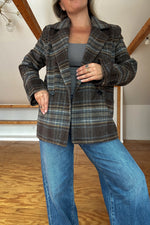 Plaid Notch Collar Coat
