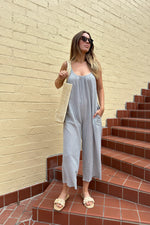 Cuteness is Calling Striped Jumpsuit-Blue