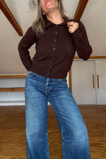 Collared Knit Sweater-Brown