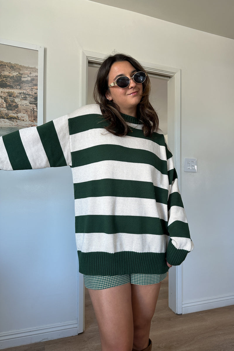 The Gretchen Stripe Sweater-Green