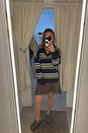 Styled Girlie Sweater-Navy Striped