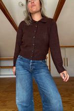Collared Knit Sweater-Brown