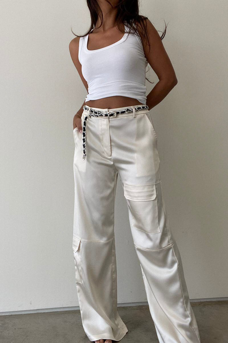 The Dream Silky Cargo Pant-Cream