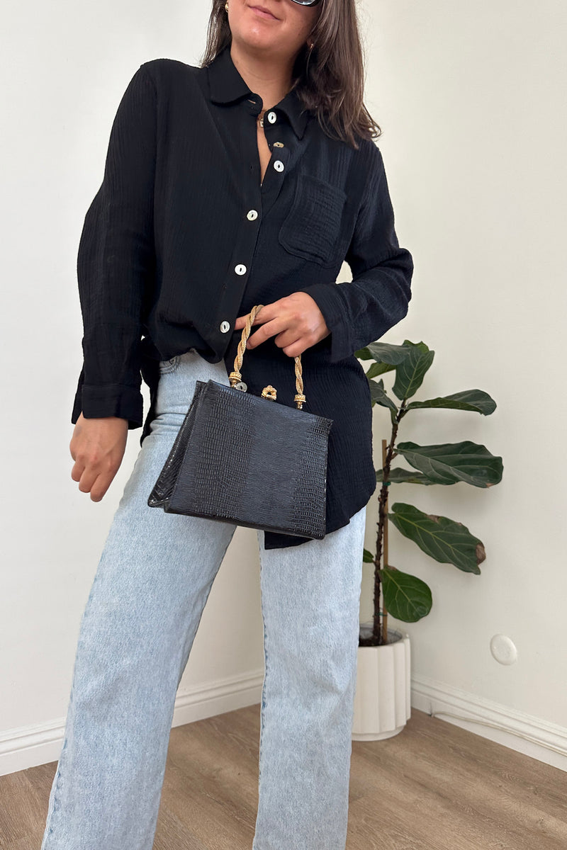 The Perfect Button Up-Black