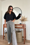 The Cargo Wide Leg-Charcoal