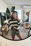 The Gretchen Stripe Sweater-Green