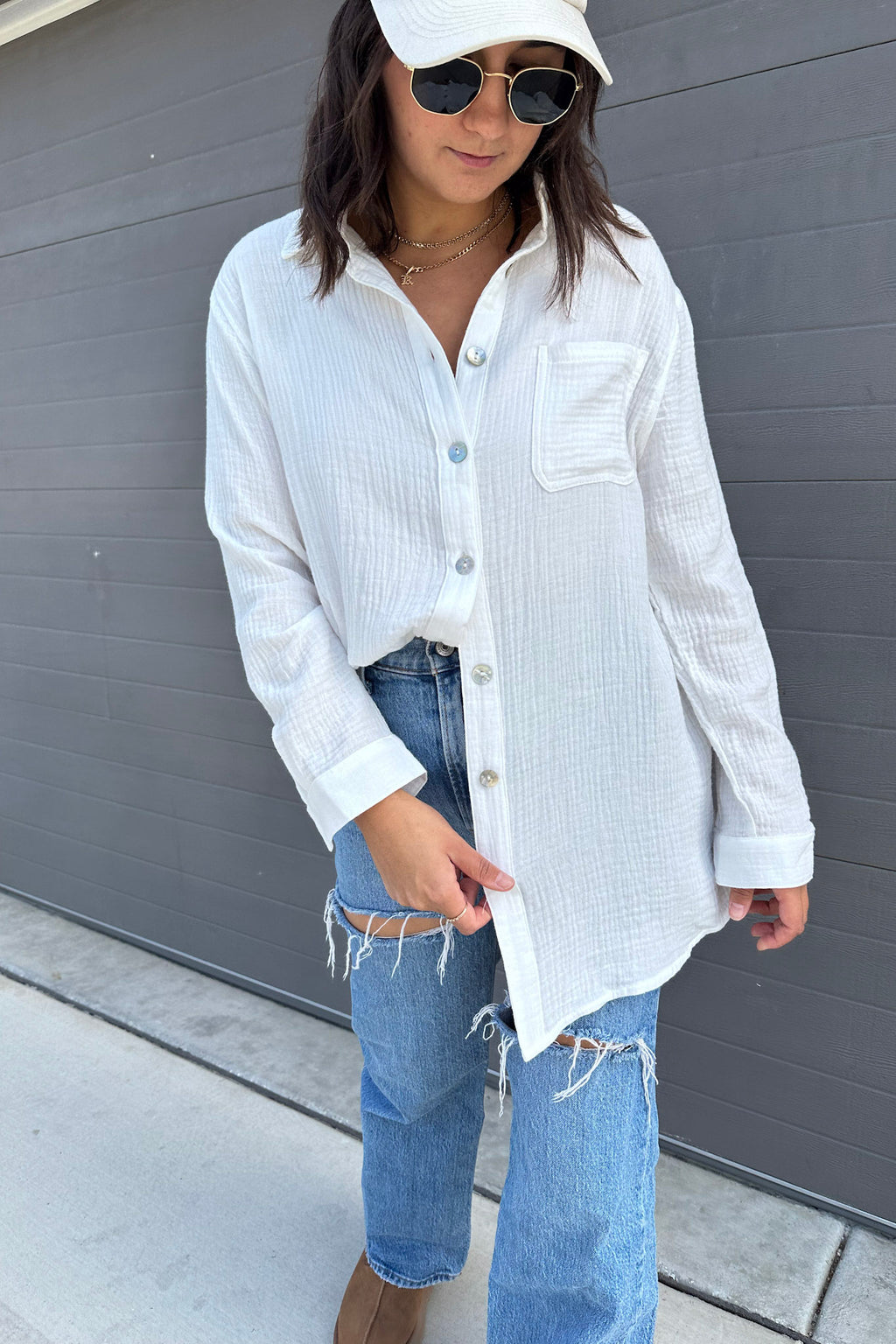 The Perfect Button Up-Off White