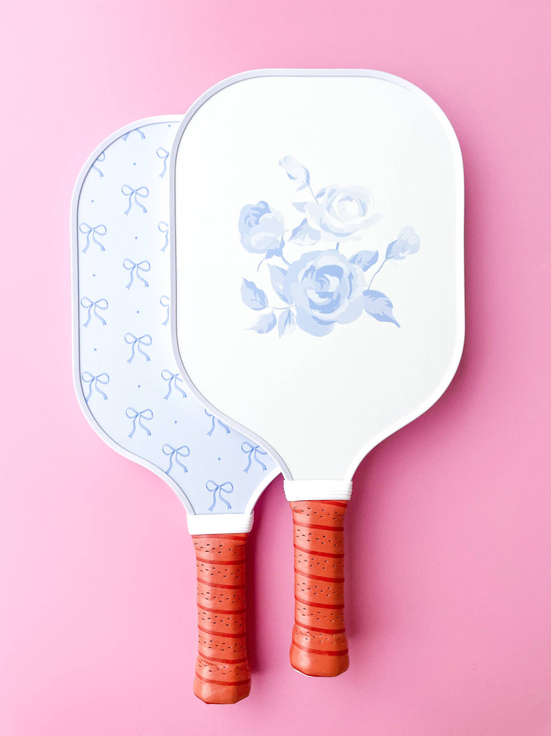 Coquette Blue Bow Floral Pickleball Paddle 