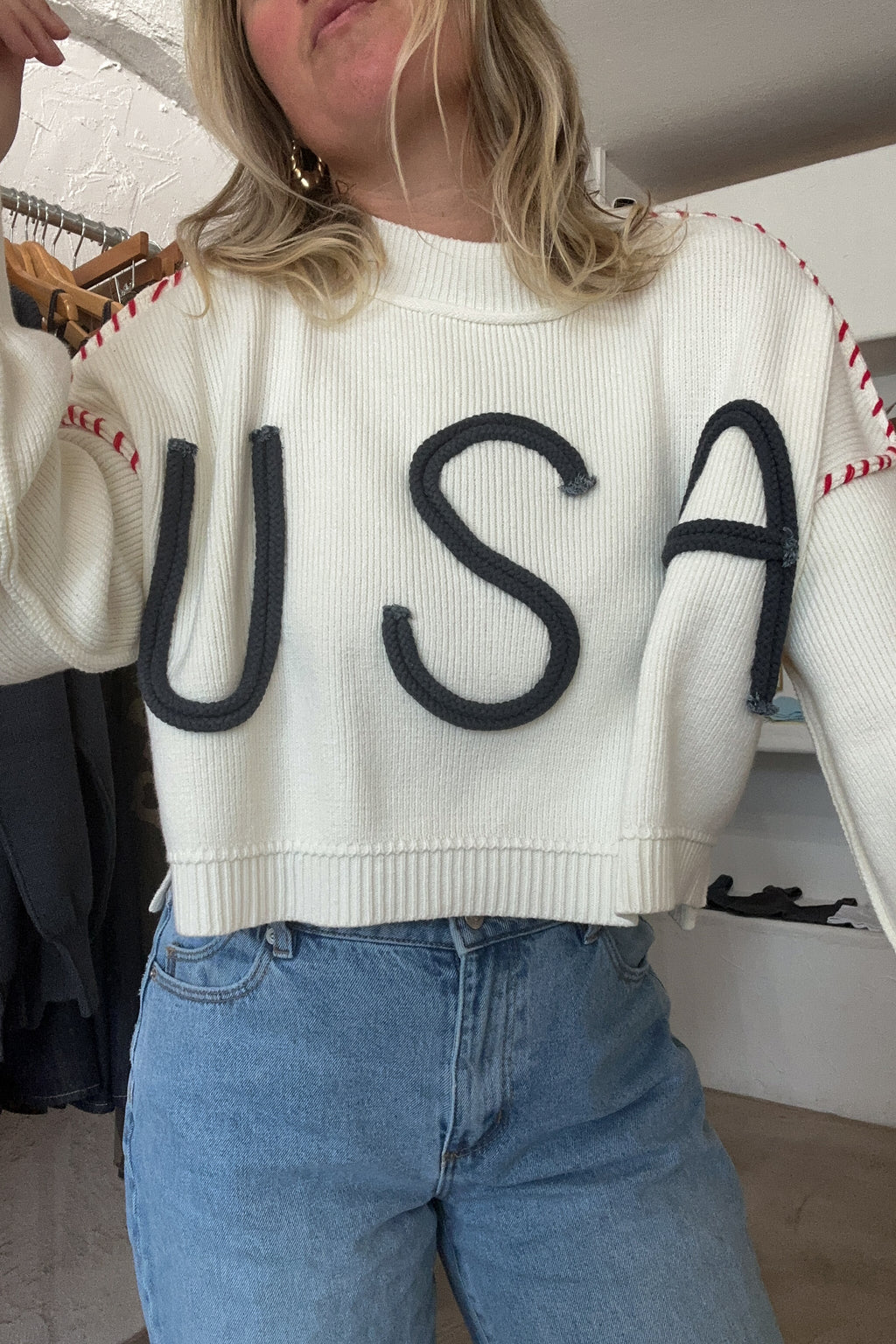USA Sweater-Off White