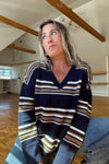 Styled Girlie Sweater-Navy Striped