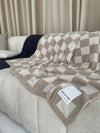 Beige Check Teddy Throw-100% Recycled