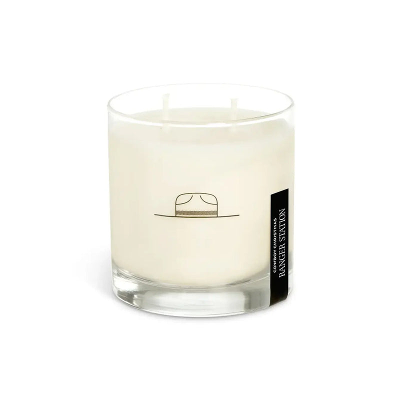 COWBOY CHRISTMAS CANDLE: 11oz Rocks Glass