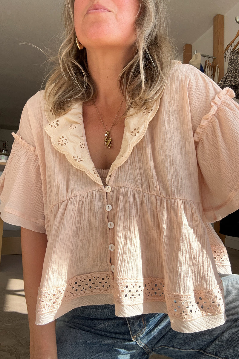 Unbothered Blouse-Pale Pink