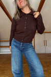Collared Knit Sweater-Brown