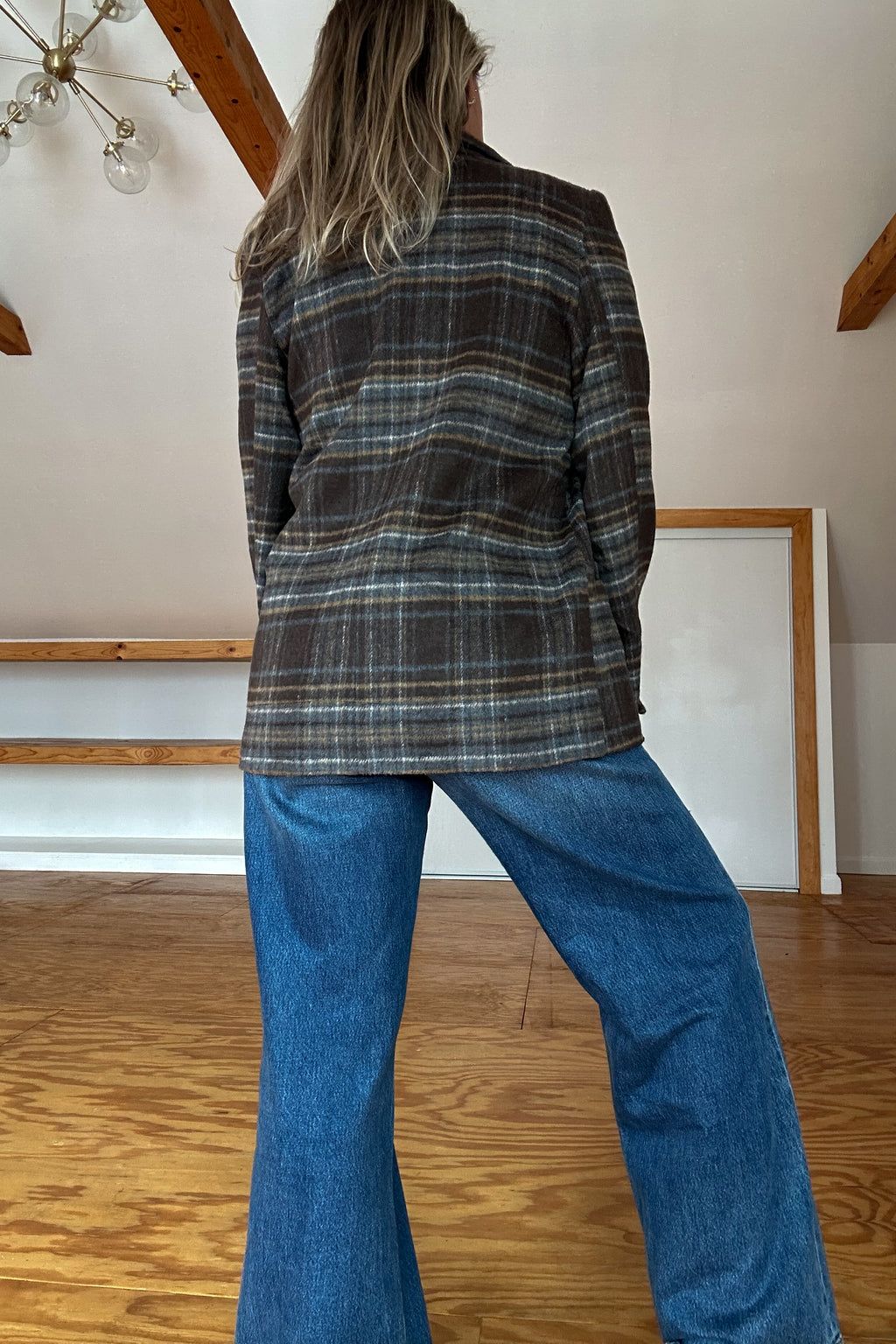 Plaid Notch Collar Coat
