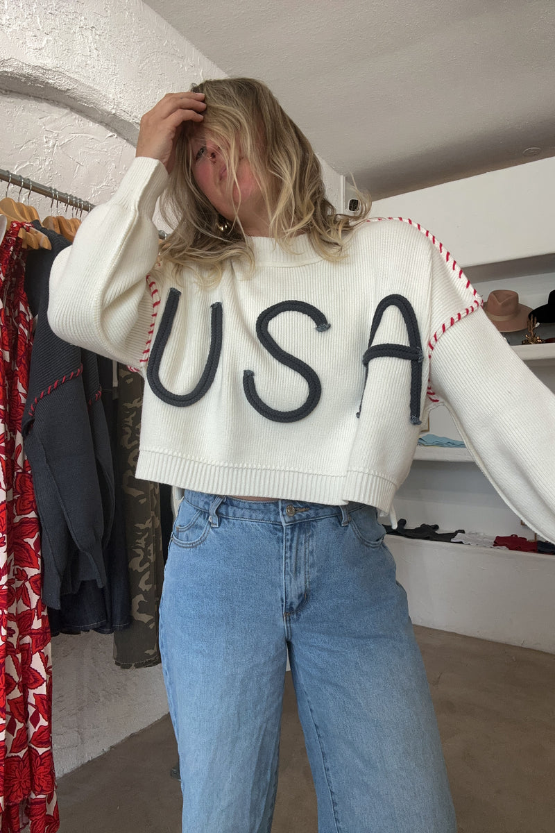 USA Sweater-Off White