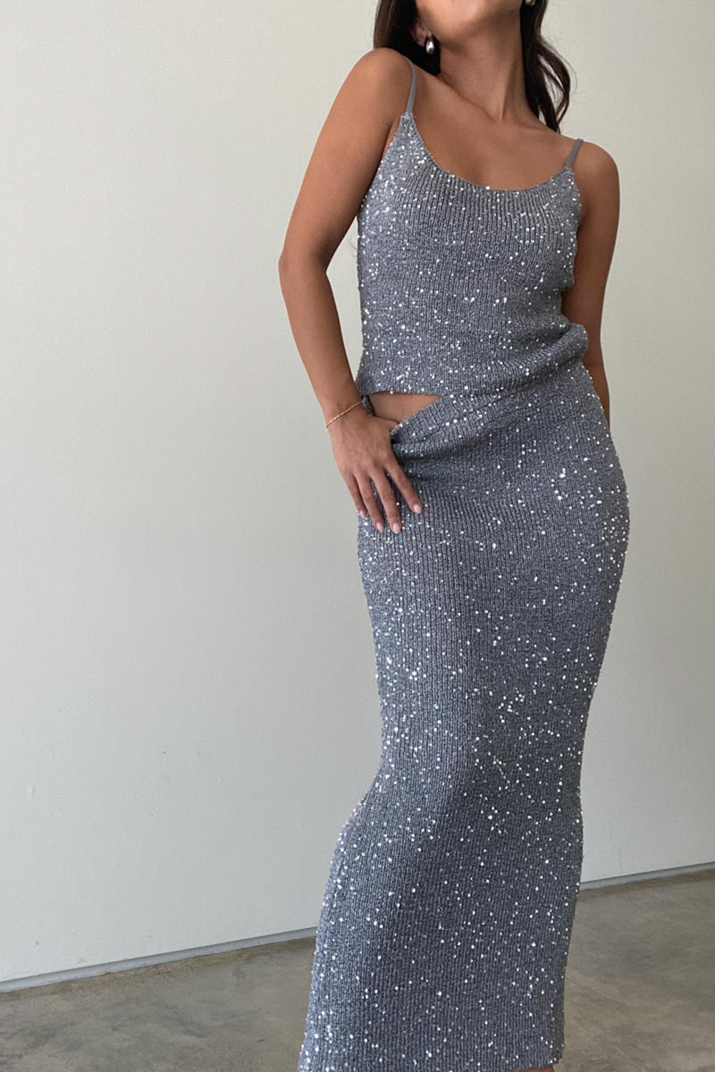 The Sparkle Knit Set-Grey