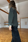 Rugby Collared Stripe Top-Black