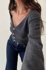 Off Shoulder Cardi-Dark Grey