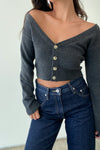 Off Shoulder Cardi-Dark Grey