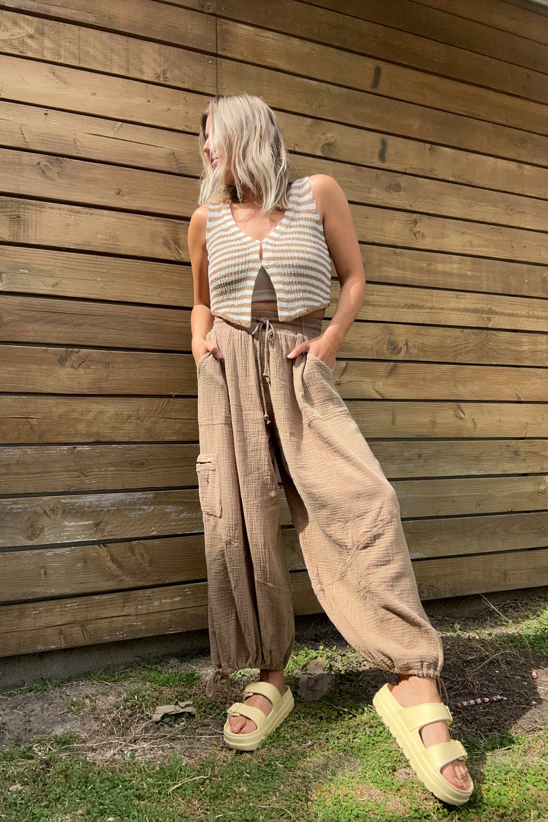 Tahiti Parachute Pants-Camel