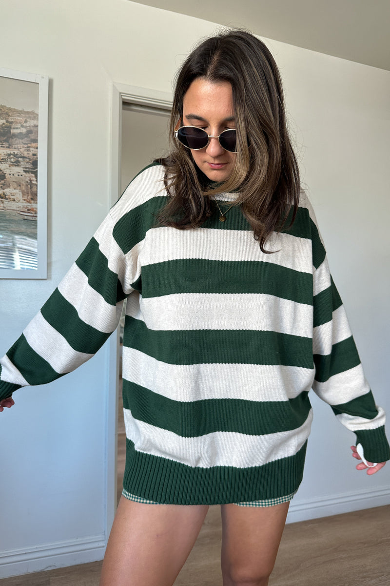 The Gretchen Stripe Sweater-Green