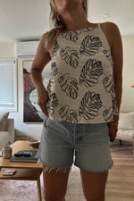 Palm Embroidered Top