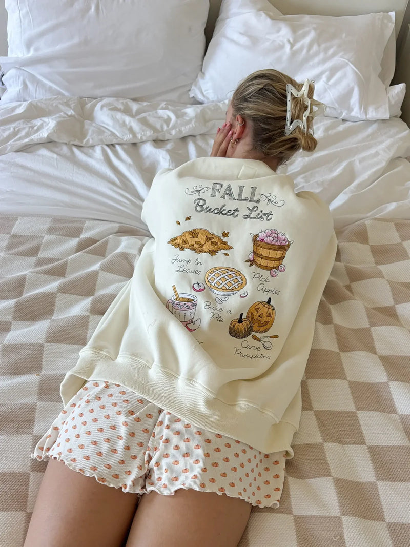 Fall Bucket List Embroidered Sweatshirt: Ivory