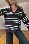 Styled Girlie Sweater-Brown Striped