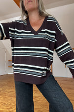 Styled Girlie Sweater-Brown Striped