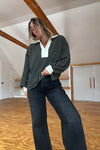 Rugby Collared Stripe Top-Black