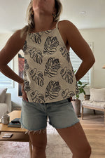 Palm Embroidered Top