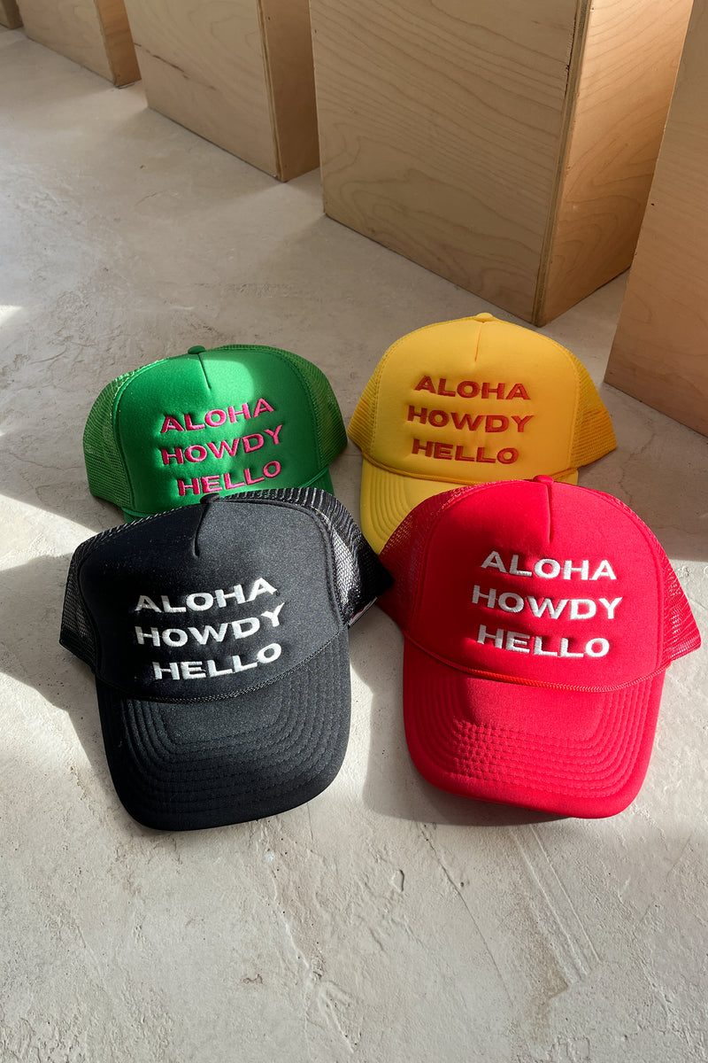 Aloha Howdy Hello Trucker Hat