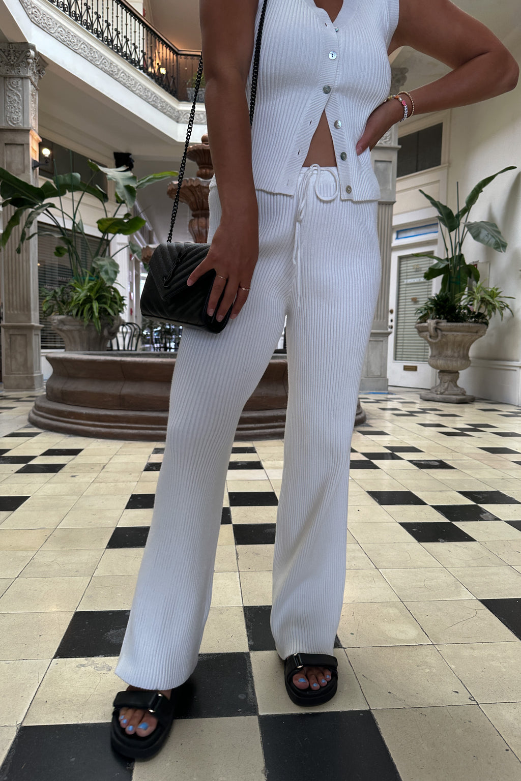 Let It Be Set Ribbed Knit Set-White